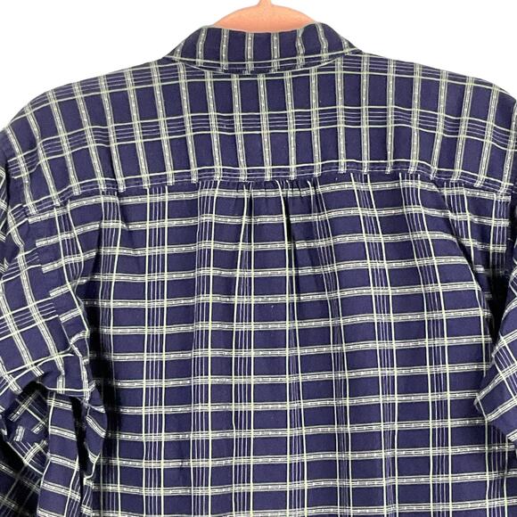 Patagonia Organic Cotton Women's Navy Blue Plaid Button Up Top Shirt sx XS - Picture 3 of 8